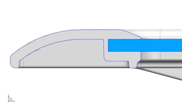 Glass insert section detail